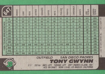 Tony Gwynn  baseball card collectible - Main Image 2