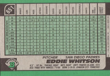 Eddie Whitson  baseball card collectible - Main Image 2