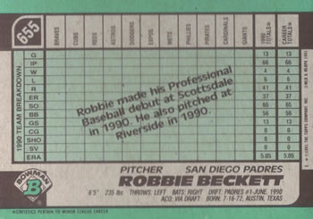 Robbie Beckett  baseball card collectible - Main Image 2