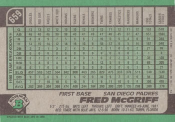 Fred McGriff  baseball card collectible - Main Image 2