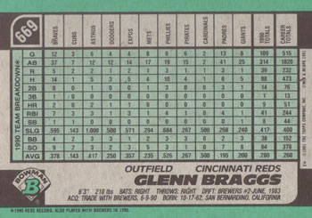 Glenn Braggs  baseball card collectible - Main Image 2