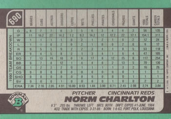 Norm Charlton  baseball card collectible - Main Image 2