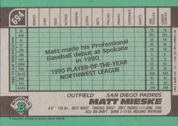 Matt Mieske  baseball card collectible - Main Image 2