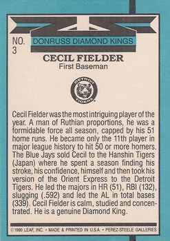 Cecil Fielder  baseball card collectible - Main Image 2