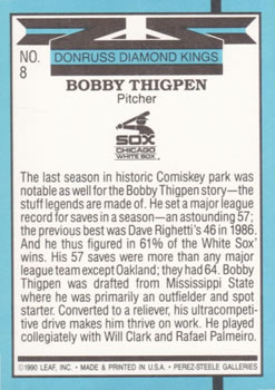 Bobby Thigpen  baseball card collectible - Main Image 2