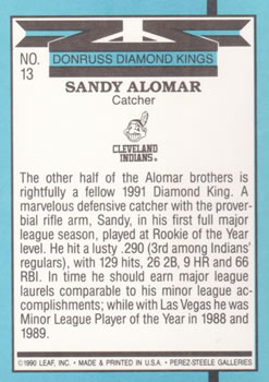 Sandy Alomar  baseball card collectible - Main Image 2
