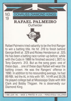 Rafael Palmeiro  baseball card collectible - Main Image 2