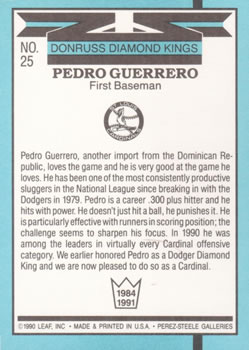 Pedro Guerrero  baseball card collectible - Main Image 2