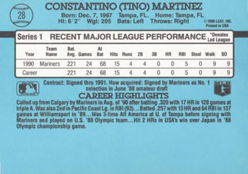Tino Martinez  baseball card collectible - Main Image 2