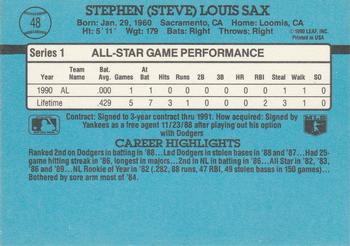 Steve Sax  baseball card collectible - Main Image 2