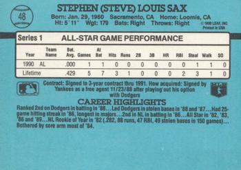 Steve Sax  baseball card collectible - Main Image 2