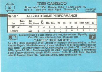 Jose Canseco  baseball card collectible - Main Image 2