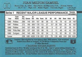 Juan Samuel  baseball card collectible - Main Image 2