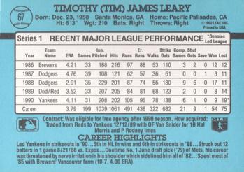 Tim Leary  baseball card collectible - Main Image 2