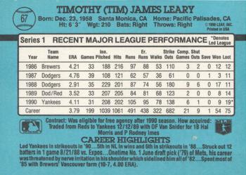 Tim Leary  baseball card collectible - Main Image 2
