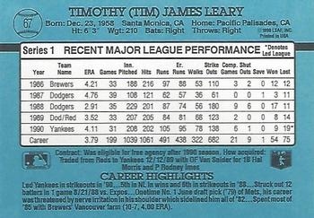 Tim Leary  baseball card collectible - Main Image 2