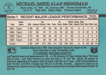 Mike Henneman  baseball card collectible - Main Image 2