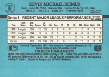 Kevin Reimer  baseball card collectible - Main Image 2