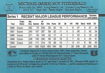 Mike Fitzgerald  baseball card collectible - Main Image 2