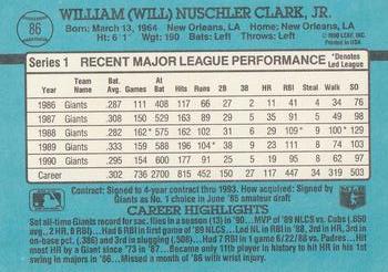 Will Clark  baseball card collectible - Main Image 2
