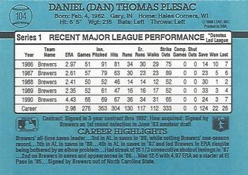 Dan Plesac  baseball card collectible - Main Image 2