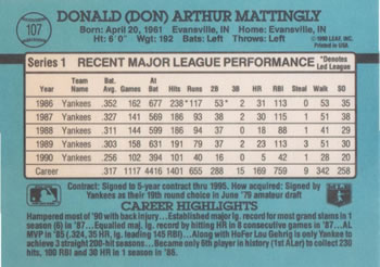 Don Mattingly  baseball card collectible - Main Image 2