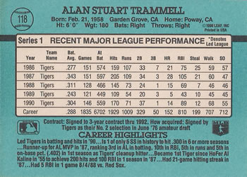 Alan Trammell  baseball card collectible - Main Image 2