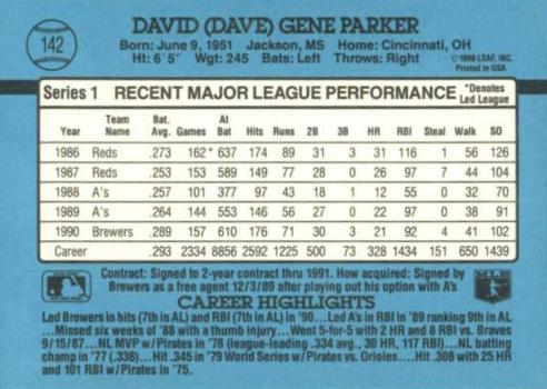 Dave Parker  baseball card collectible - Main Image 2