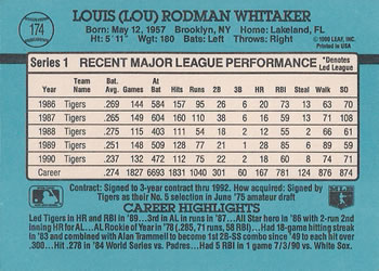 Lou Whitaker  baseball card collectible - Main Image 2