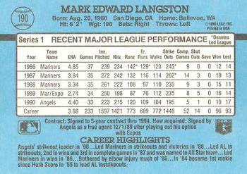 Mark Langston  baseball card collectible - Main Image 2