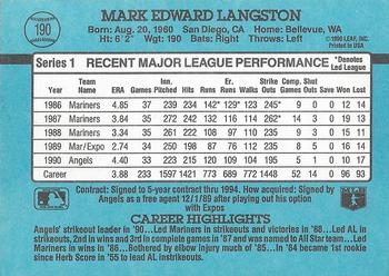 Mark Langston  baseball card collectible - Main Image 2