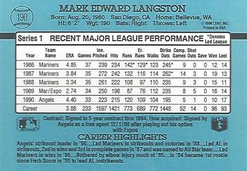 Mark Langston  baseball card collectible - Main Image 2