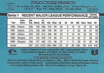 Julio Franco  baseball card collectible - Main Image 2
