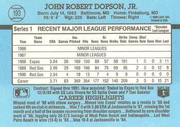 John Dopson  baseball card collectible - Main Image 2