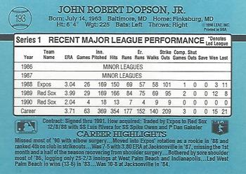 John Dopson  baseball card collectible - Main Image 2