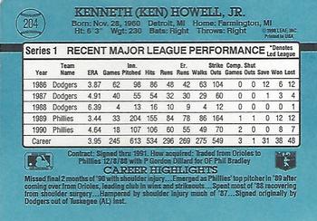 Ken Howell  baseball card collectible - Main Image 2