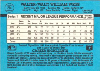 Walt Weiss  baseball card collectible - Main Image 2