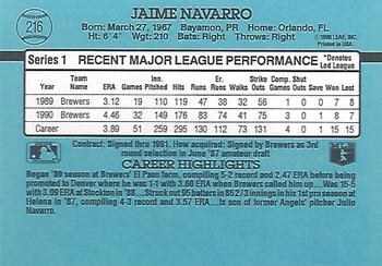 Jaime Navarro  baseball card collectible - Main Image 2
