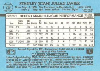 Stan Javier  baseball card collectible - Main Image 2