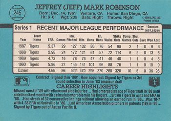 Jeff Robinson  baseball card collectible - Main Image 2