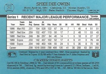 Spike Owen  baseball card collectible - Main Image 2