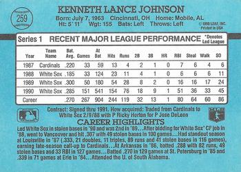 Lance Johnson  baseball card collectible - Main Image 2