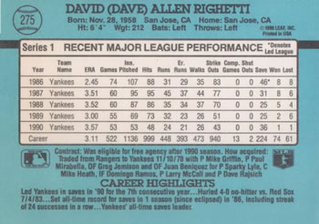 Dave Righetti  baseball card collectible - Main Image 2