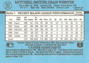 Mitch Webster  baseball card collectible - Main Image 2