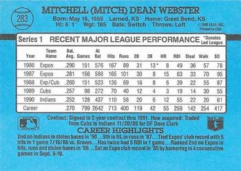 Mitch Webster  baseball card collectible - Main Image 2