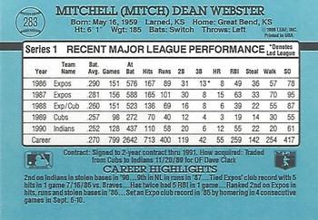 Mitch Webster  baseball card collectible - Main Image 2