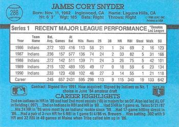 Cory Snyder  baseball card collectible - Main Image 2