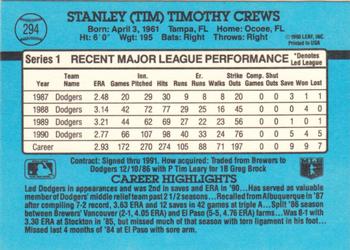 Tim Crews  baseball card collectible - Main Image 2