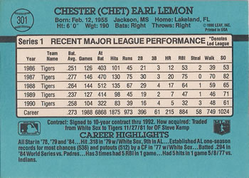 Chet Lemon  baseball card collectible - Main Image 2