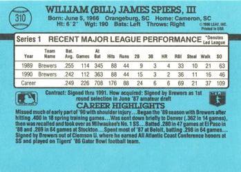 Bill Spiers  baseball card collectible - Main Image 2